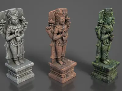 Ancient Khmer Statue20-250523 Low-poly 3D model