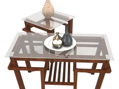 Table-02 two coffee tables with glass tops Free 3D model