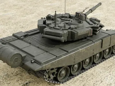 Lowpoly PBR T-90 Russian Tank Low-poly 3D model