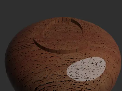 Bowl in ancient style dark wood dirty with oil on surface Low-poly 3D model