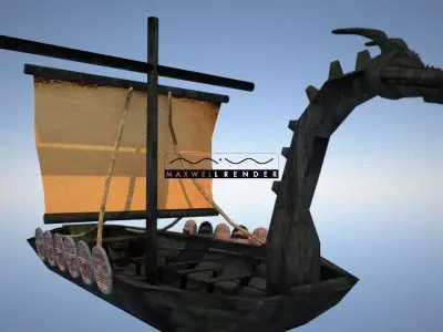 Viking Longboat Low-poly 3D model