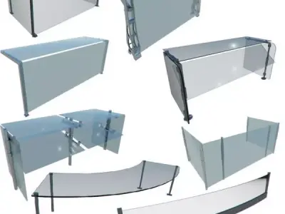 8 Sneeze Guards for a Restaurant 3D model