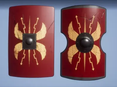 Roman Scutum Shield Low-poly 3D model