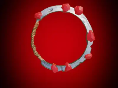 Stylized throwing disc with fire crystals PBR low-poly Low-poly 3D model