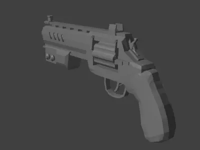 Sci-fi post-apocalyptic revolver Low-poly 3D model
