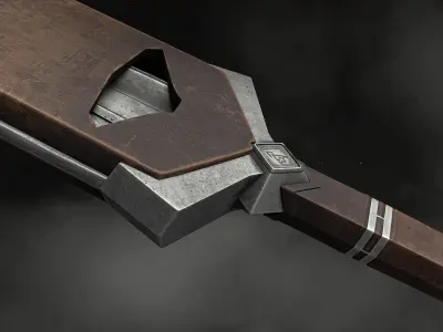 Sword and Scabbard - Dwarven Low-poly 3D model