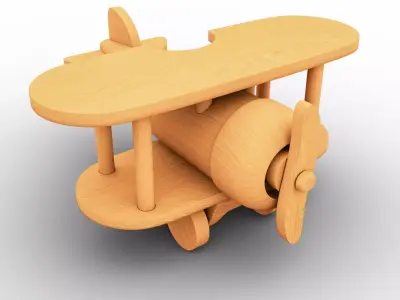 Wooden Old Airplane Toy 3D model