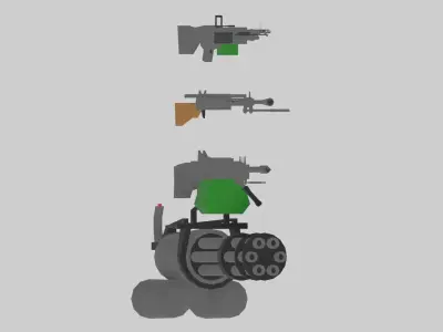 Low-poly pack machine guns Low-poly 3D model