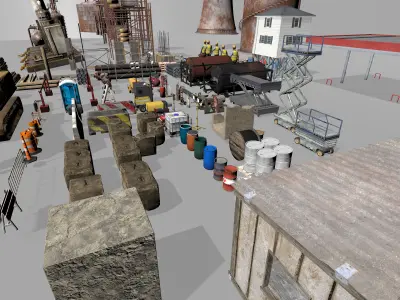 Industrial Construction Site 3D Asset Pack PBR Textured Low-poly 3D model
