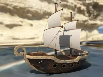 Ship with sails Free 3D model