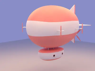 Cartoon  Airship Low-poly 3D model