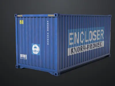 5 Cargo Container 20ft Single mat All PBR Unity UE Textures 3D model