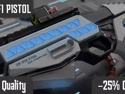 AAA  Sci-Fi Tactical Handgun ZX-91A Low-poly 3D model