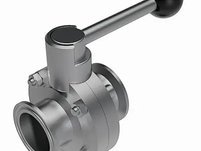 Manual Butterfly Valves - ASME-BPE Tri Clamp Connections - 3D model