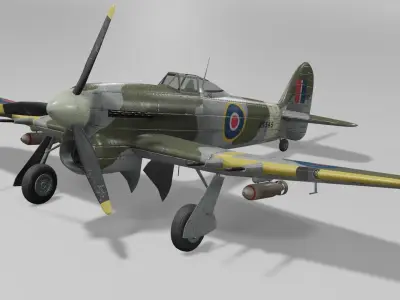Hawker Typhoon Mk Ib Fighter Aircraft Low-poly 3D model