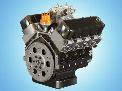 CNC-Motorsports Engine - V8 Muscle Cars Engine Low-poly 3D model