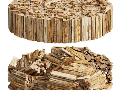 039 Firewood Logs 02 Round Stacks 3D model