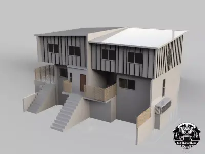 Modern Building Low-poly 3D model