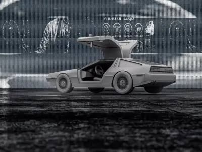 DMC DeLorean with Open Doors  3D Printable Car Model RoZ 3D print model
