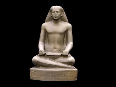 Egyptian Seated Scribe Statue 3D model
