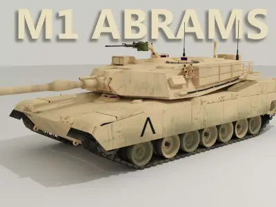 M1 Abrams - Desert camo US tank 3D model