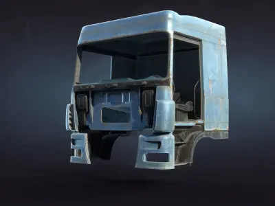 Truck Cab Rusty Low-poly 3D model