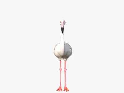 White Flamingo Low-poly 3D model