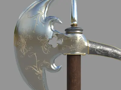 Medieval Halberd Low-poly 3D model