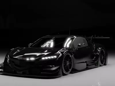 Futuristic GT Race Rigged 3D Model Hypercar Widebody Low-poly 3D model