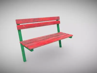Old Outdoor Bench Low-poly 3D model