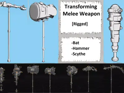 Transforming Melee Weapon Rigged 3D model