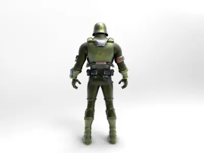 Low Poly Green Space Soldier Low-poly 3D model