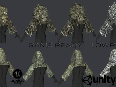 Viper  2 Ghillie hood Low-poly 3D model