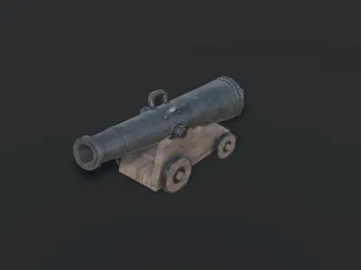 Cannon on a Platform Low-poly 3D model
