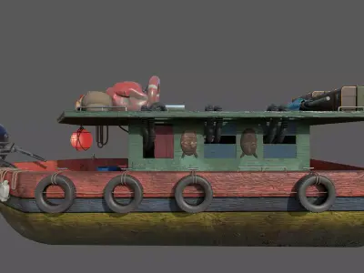 Stylized Fisherman Boat Low-poly 3D model