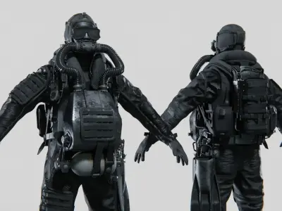 Soldier Diver Drysuit  Low-poly 3D model