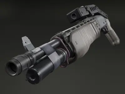Stylized shotgun Low-poly 3D model order