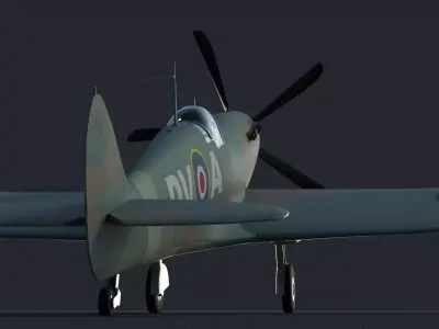 Spitfire old british fighter plane 3D model