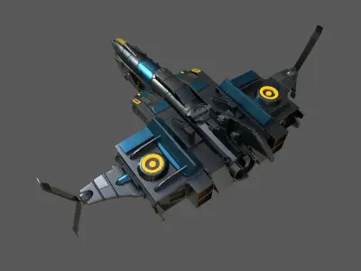 Spaceship Commander Starship combat low poly space scifi  Low-poly 3D model