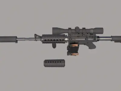 M4A1 Custom Low-poly 3D model