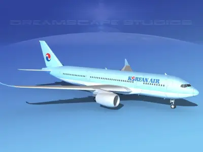 Airbus A350-800 Korean Air 3D model