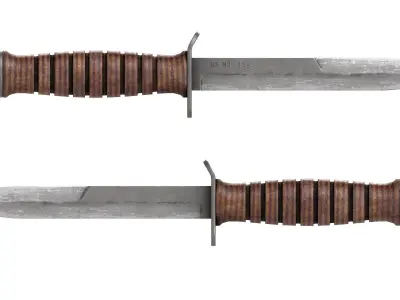 PBR American M3 Trench Knife Low-poly 3D model