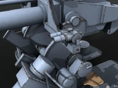 5-inch 25-caliber Mark 10 anti-aircraft gun Low-poly 3D model