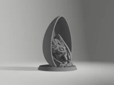 AcquaDragon Baby Sleeping inside an Egg 3D print model