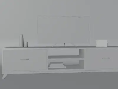 tv unit furniture and led tv Low-poly 3D model