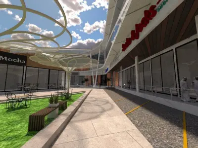 Modern Retail and Commercial Strip A30 DWG SketchUp 3D model