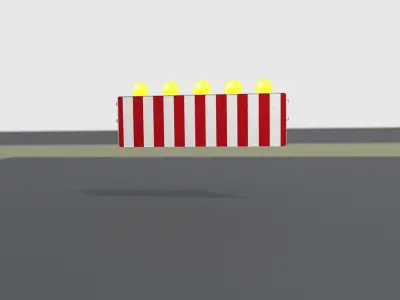 Construction Barrier 6 with animated lights 600-37 500x1600mm Low-poly 3D model