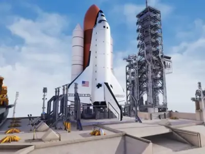 Space Shuttle Launch  Realistic Environment Low-poly 3D model
