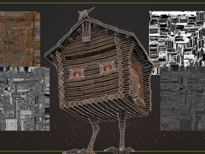 hut on chicken legs Low-poly 3D model