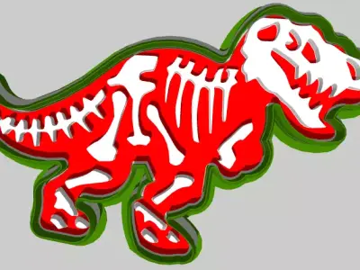 Dinosaur with bones Cookie Cutter 3D print model
